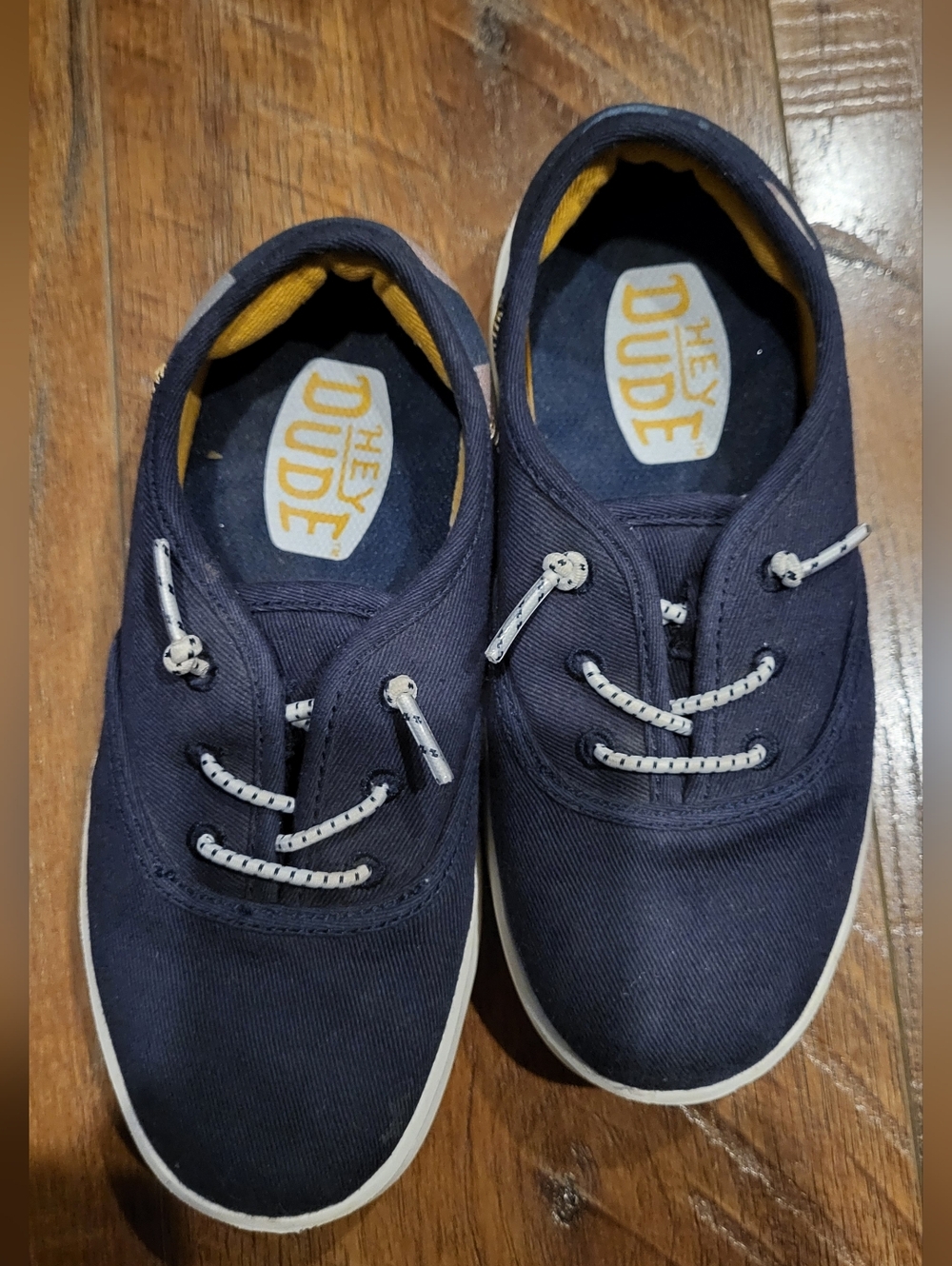 Hey Dude Kids Navy Canvas Slip-On Sneakers  Western Cowboy Scene On Back.  10.5